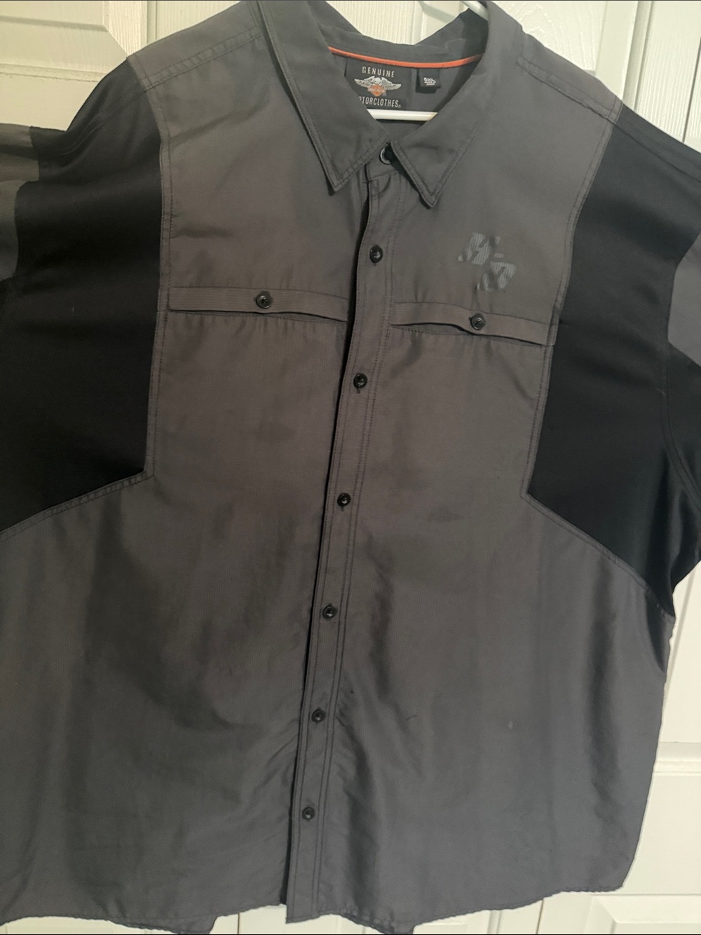 Harley-Davidson Gray and Black Short Sleeve Work Shirt